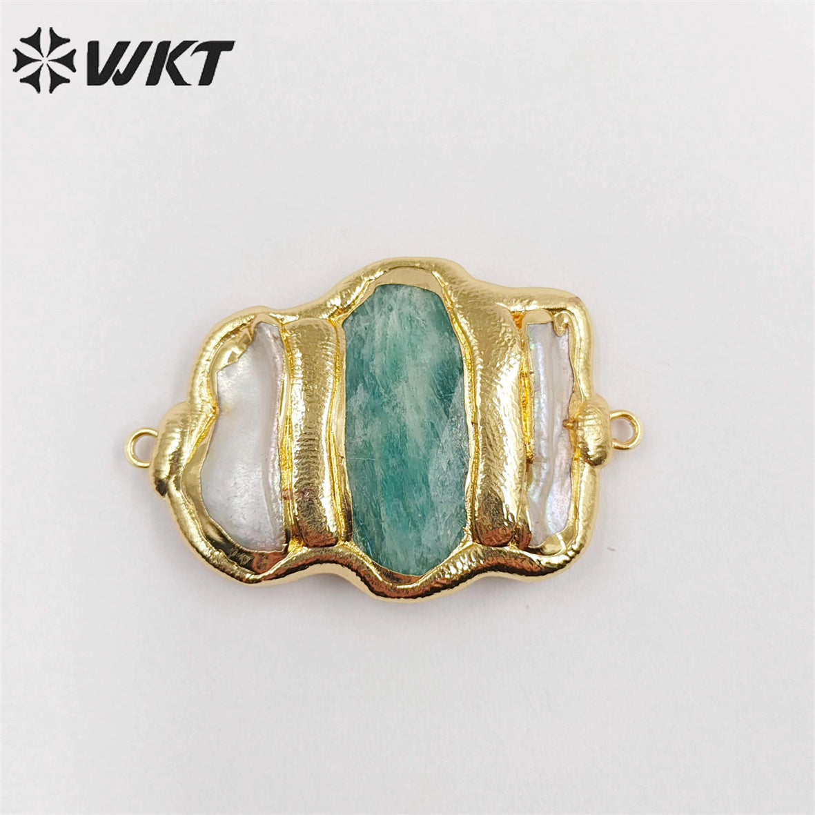 WT-JP248 Wholesale Triple Stone Mix Pearl Design Fashion Women Double Loops Gold Electroplated Stone Connectors for Necklace