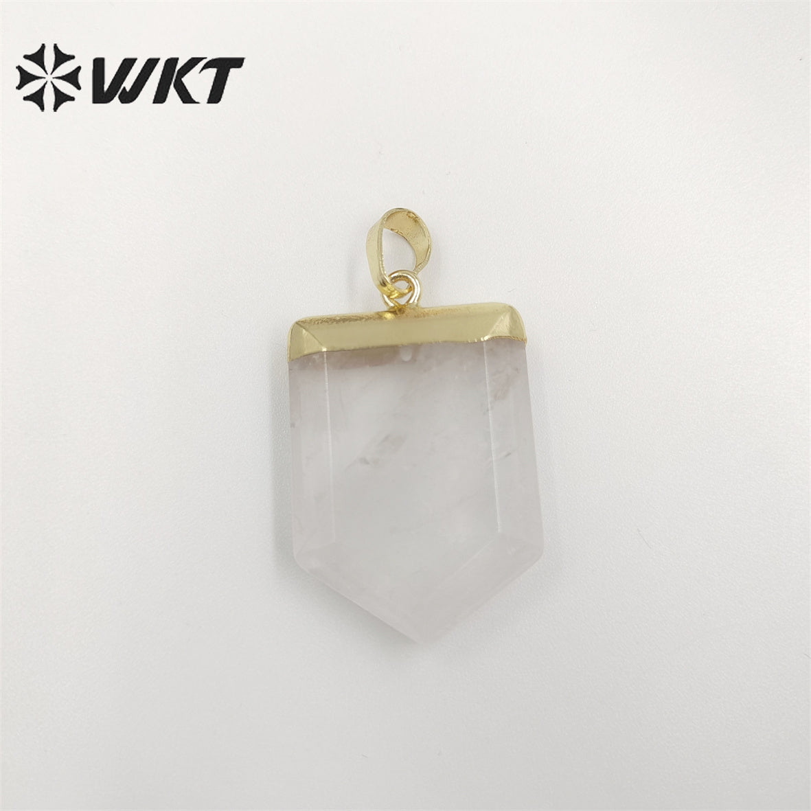 WT-P1829 Women Spirit Healing Crystal Stone Quartz Point Pendant Simple Faceted Spike Shape Crystal Pendant with Resist Tarnish