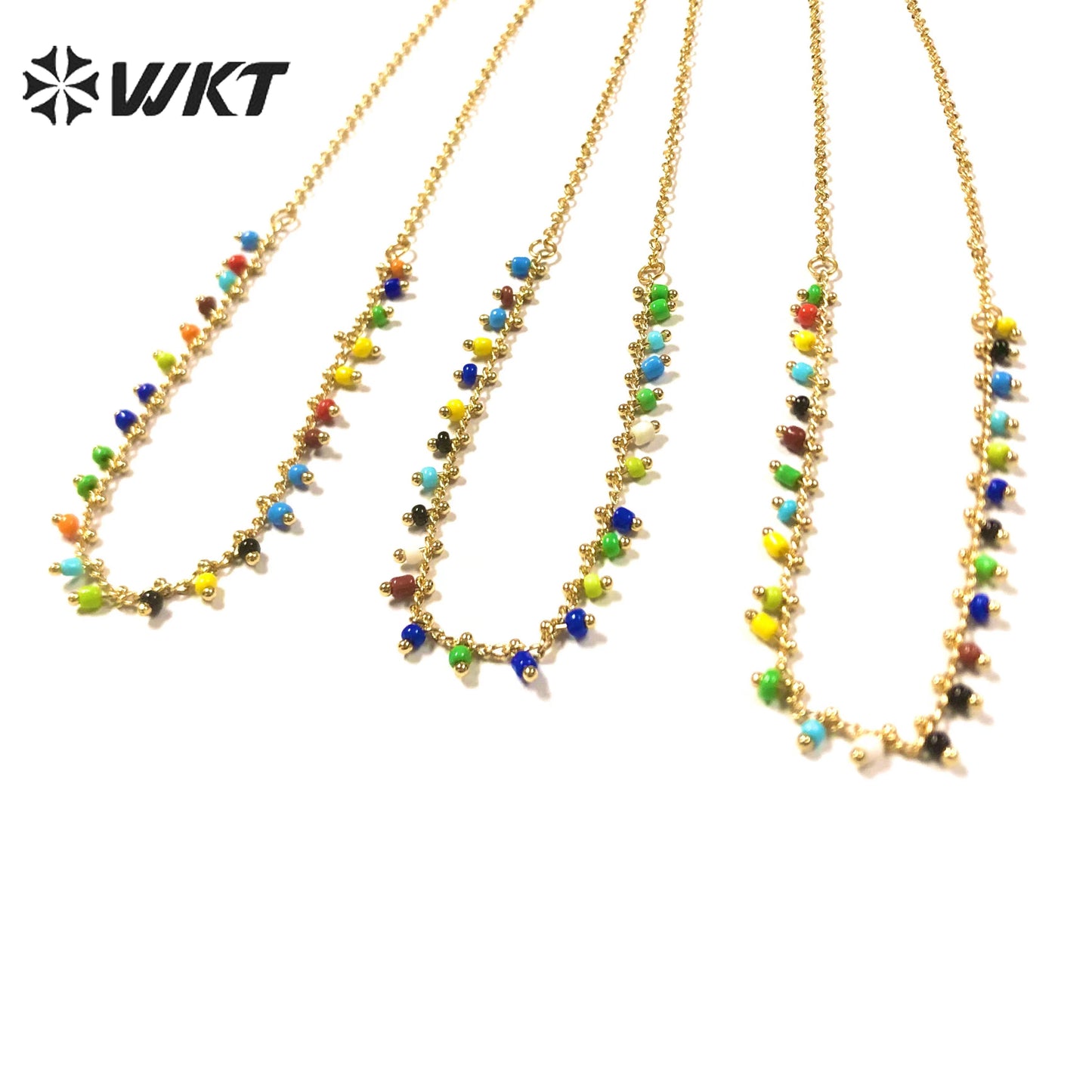 WT-N1359 WKT Newest Colorful Beaded Choker Resin Beads Necklaces Women Bohemia 2022 Fashion Jewelry Charm Necklace Female Gift