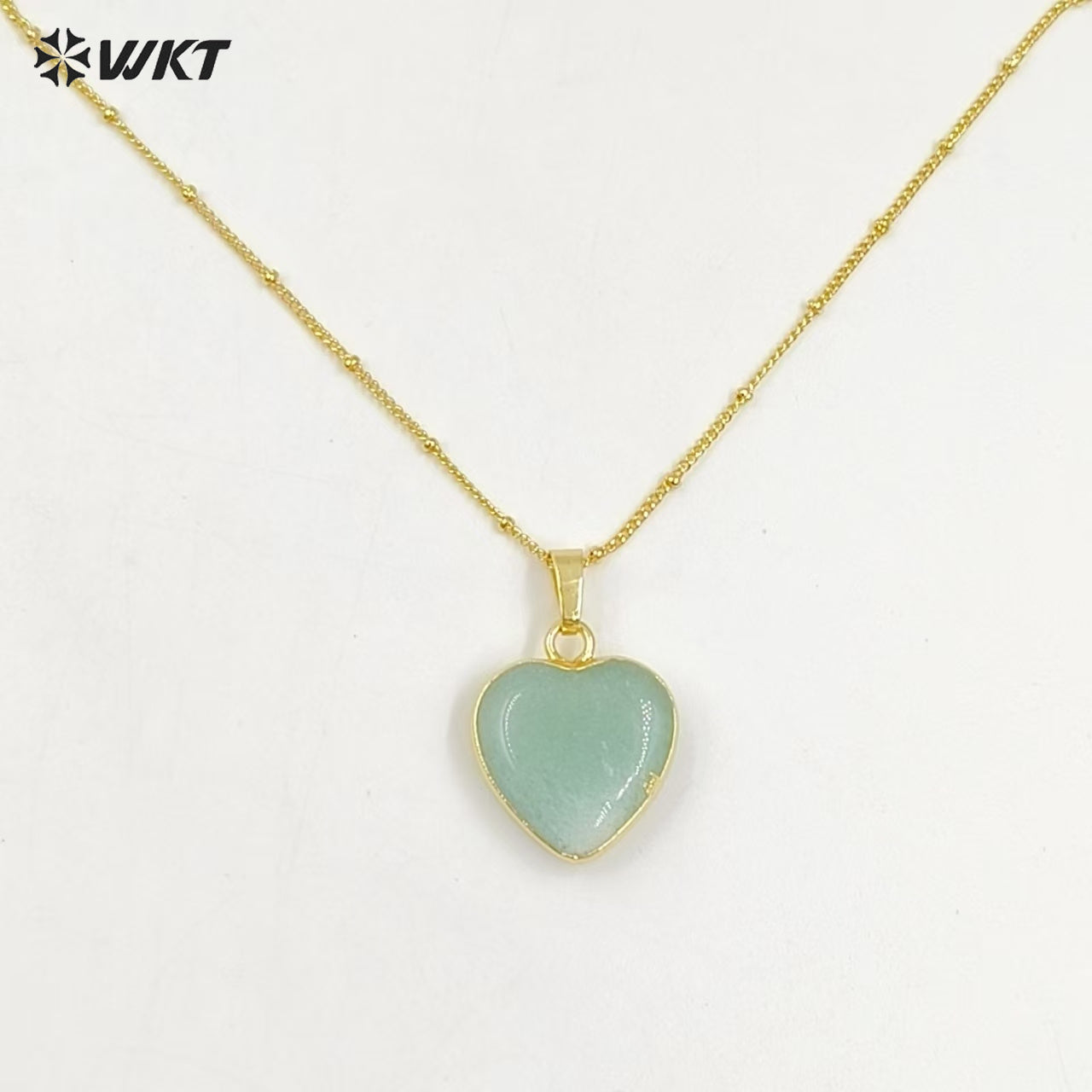 WT-N1485 Fashion Popular 18K Real Gold Plated Lovely Small Gemstone Birthday Stone Heart Charms Necklace
