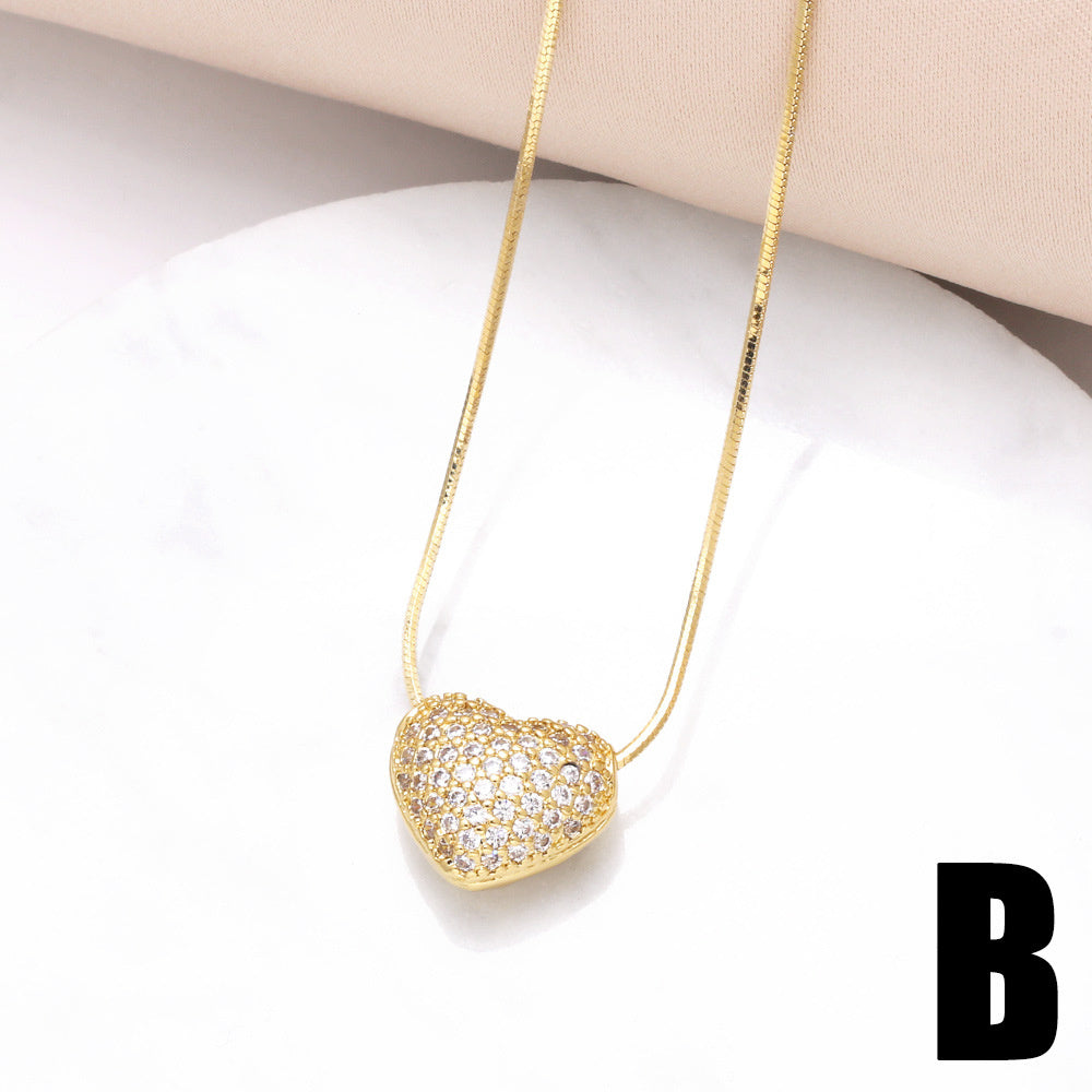 WT-MN996 WKT Elegant Design Fashionable Hot Sale Heart Shape 18k Gold Plated Zircon Female Necklace for Party Gift Celebration