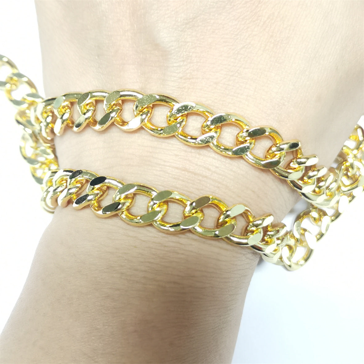 WT-BC169 Wholesale Fashion 18k Real Gold Plated Bright Shiny Circular Shape Long Link for Jewelry Necklace Bangle Cuba Chain