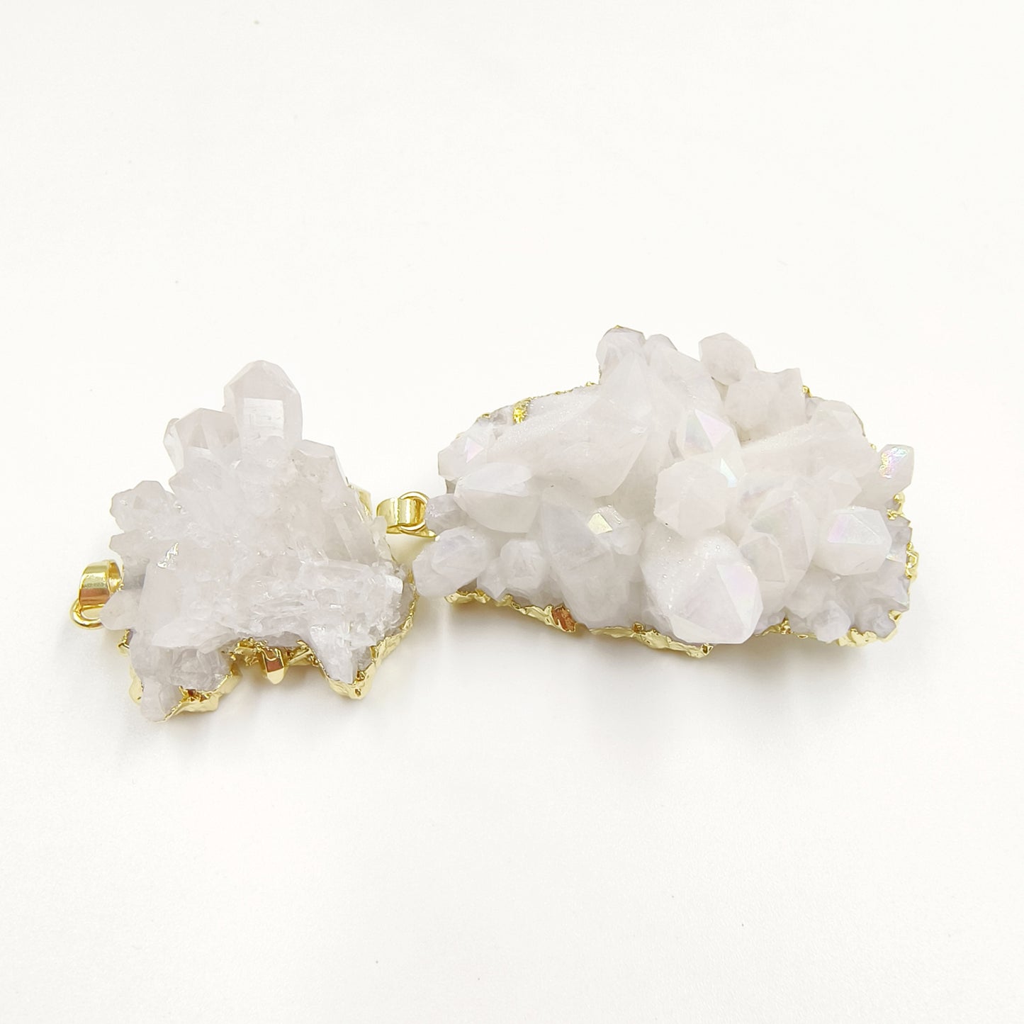 WT-P1917 New Precious Lovely Natural Aura Cluster Quartz White Crystal Colorful Amazonite Stone Pendants