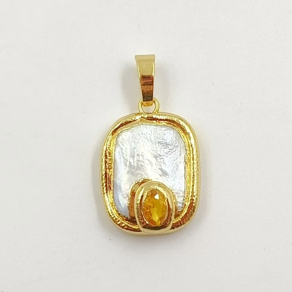 WT-JP156 Natural Pearl Pendant With Color Bead Gold Plated Trim Six Styles Can Choose Fashion Charm Jewelry Pendant Necklace