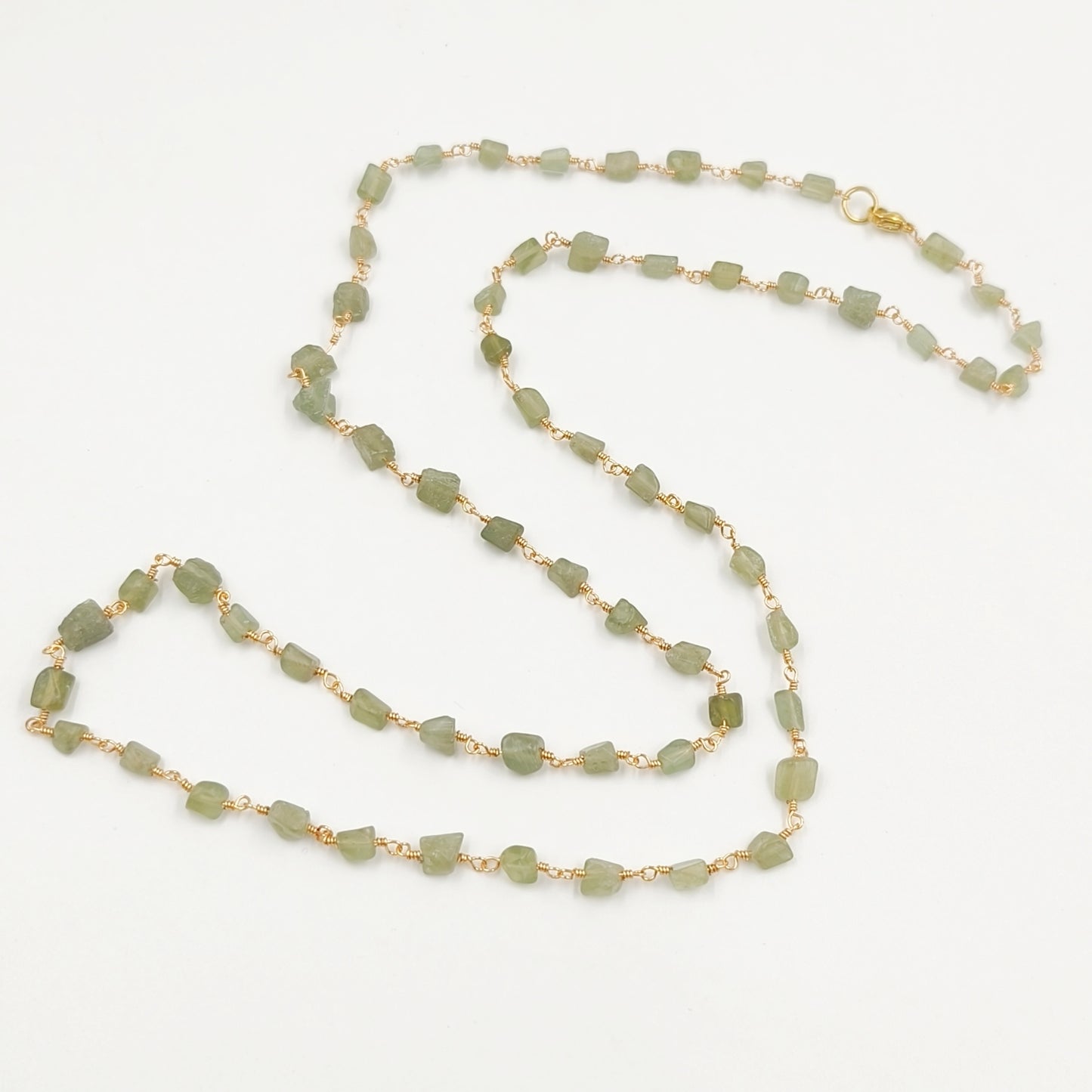WT-N1433 Handmade Natural Stone Beads Chain 18k Yellow Gold Beads Necklace Gemstone Statement Necklace