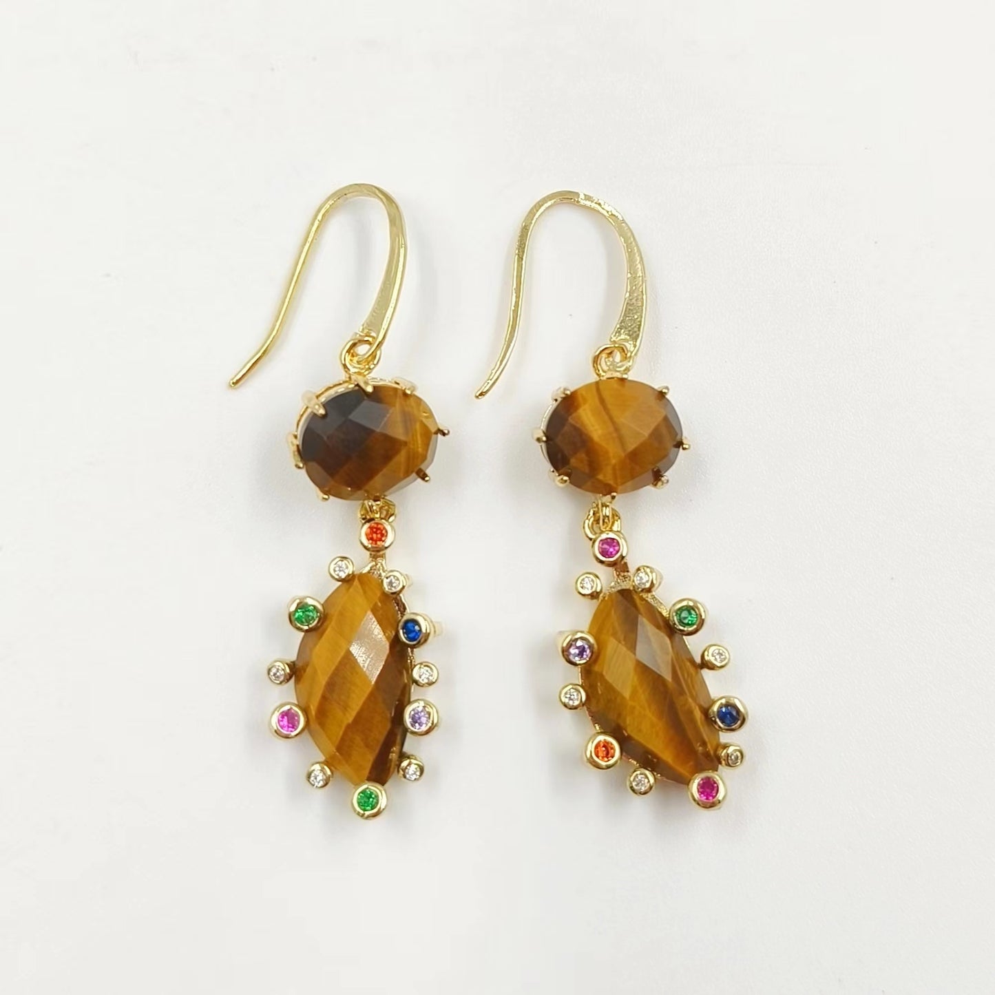 WT-E735 Amazing Colorful Gemstone Wire Wrapped Long Charming in Drop Earrings Women Pendant Earrings