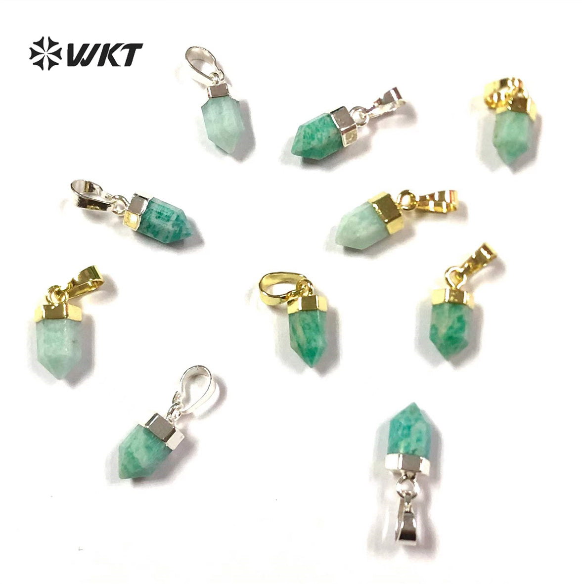 WT-P1751 Fashion Elegant Cute Hexagonal Column Natural Amazonite Pendants Jewelry Accessories DIY for Necklace Women Gift