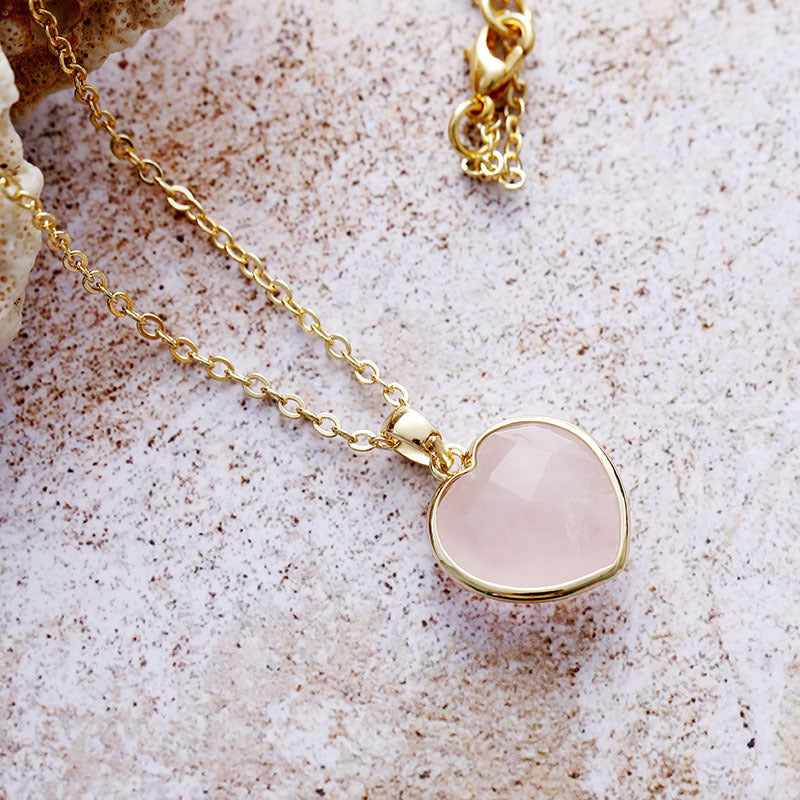 WT-N1486 Exquisite Gemstones Women Jewelry Heart Shape Amethyst Stone Necklace Gold Plated 18 Inches Chain Resist Tarnishable
