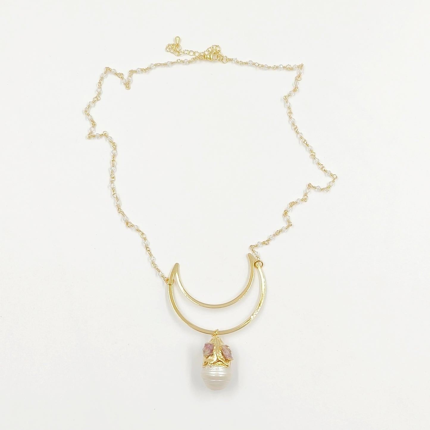 WT-JN244 Wholesale Vintage Baroque Pearl Trendy Stone 18k Chain Gold Plated Exquisite High Quality Pendant Beads Necklace