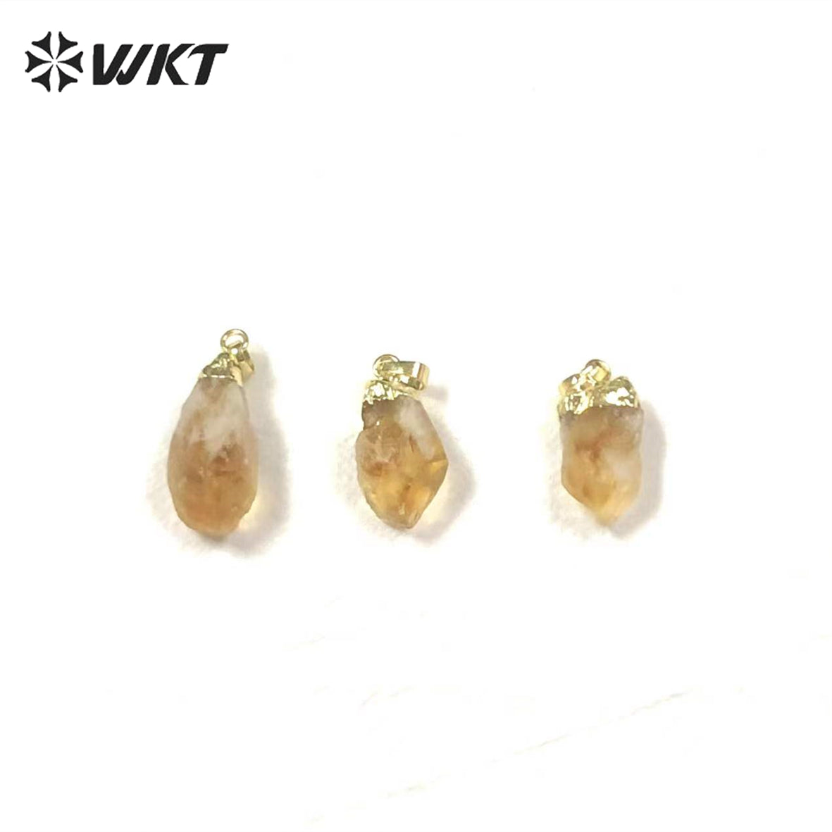 WT-P1757 Small Cute Yellow Citrine Pendant With 18k Real Gold Plated Ladies Gift Pendant Natural Crystal Pendant