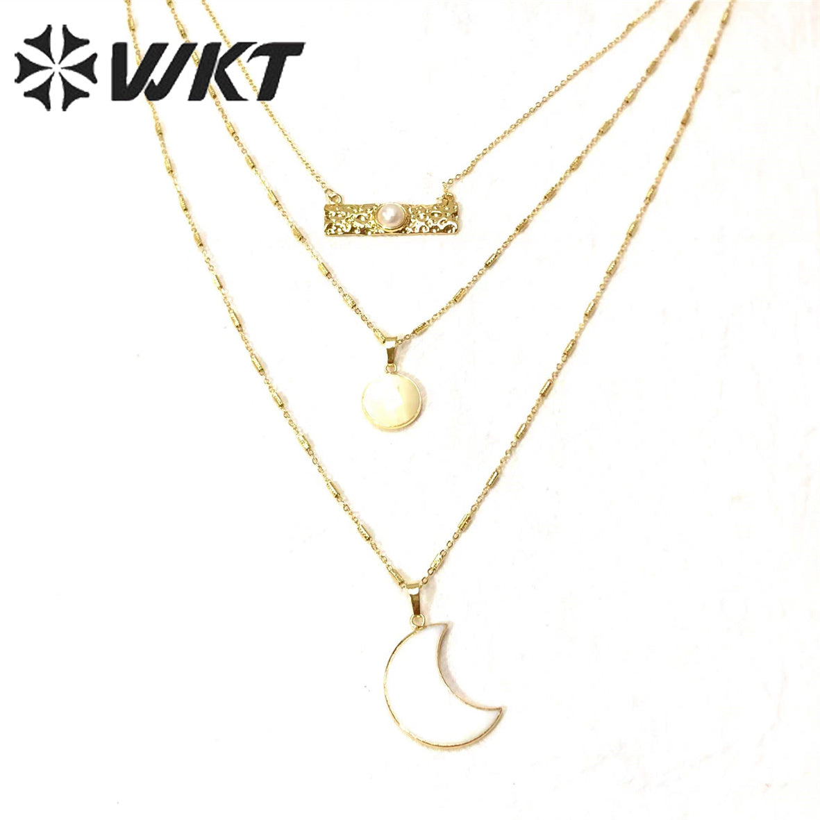 WT-N1327 Wonderful Jewelry Stone with Natural Fresh Shell and While Pearl Pendants Lovely Necklace for Girl As a Gift