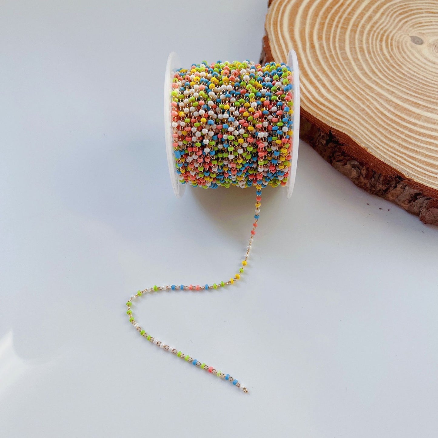 WT-RBC231 Tiny Bohemian 2mm DIY Colorful Crystal Beads Chain for Bohemian Series Jewelry or Bracelet Sunglass Findings