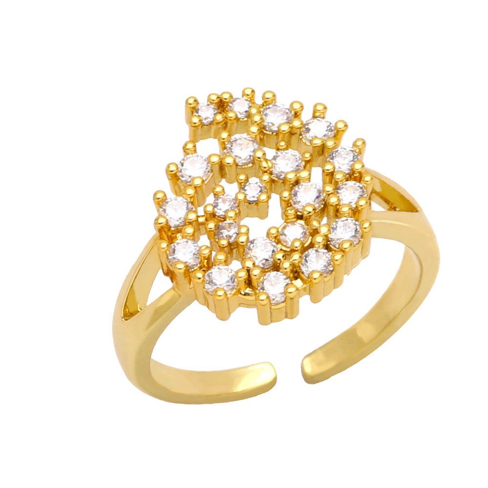 WKT-MVR046 High Quality Zircon Ring Women's Design Feels Small and Simple Cross Border European Opening Ring