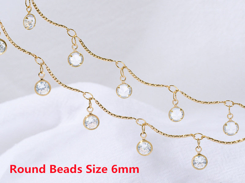 WT-RBC242 Beautiful Simple Elegant and Fresh Style New Design Heart and Star Shape Crystal Charms Brass Chain DIY for Necklace