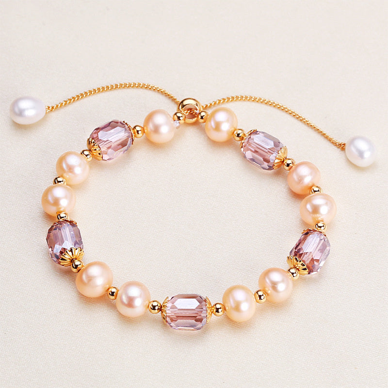 MPB116 New Arrival Fashionable Natural Freshwater Pearl Bracelet Female Hand Strand Beads Adjustable Chain Jewelry Ornament