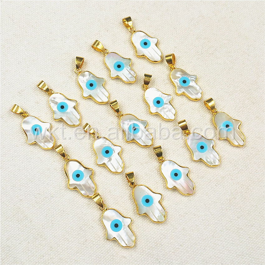 WT-P883 Wholesale Hot Eye Shell Hand Charm Pendant with Gold Plated