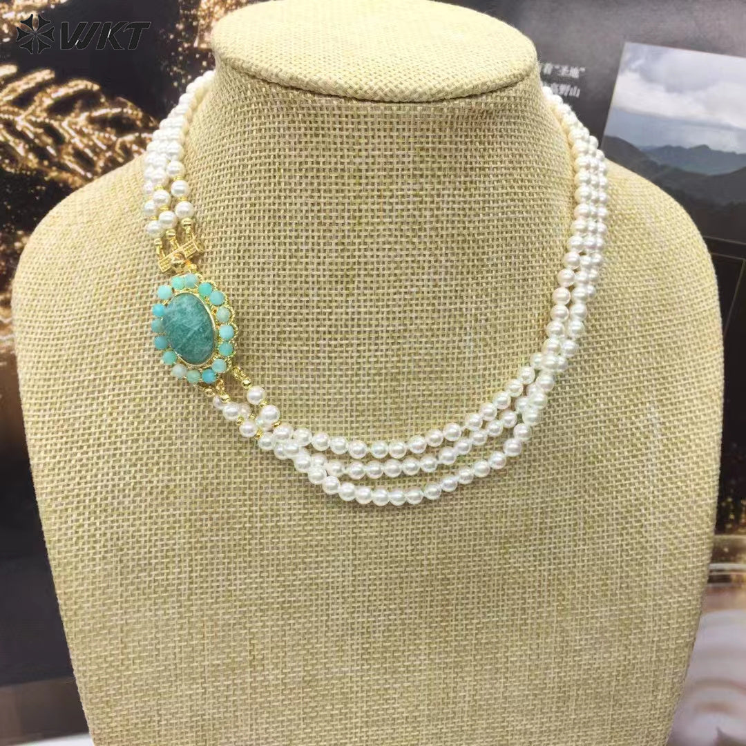 WT-JN280 Elegant Style Beautiful Design Artificial Pearl and Shell and Gemstone Muti Color Lady Necklace Jewelry Fashion