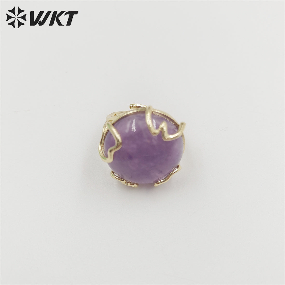 WT-R440 Wholesale Fashion 18k Real Gold Plated Resist Tarnishable Handmade Claw Setting Round Gemstone Ring in Adjustable Size