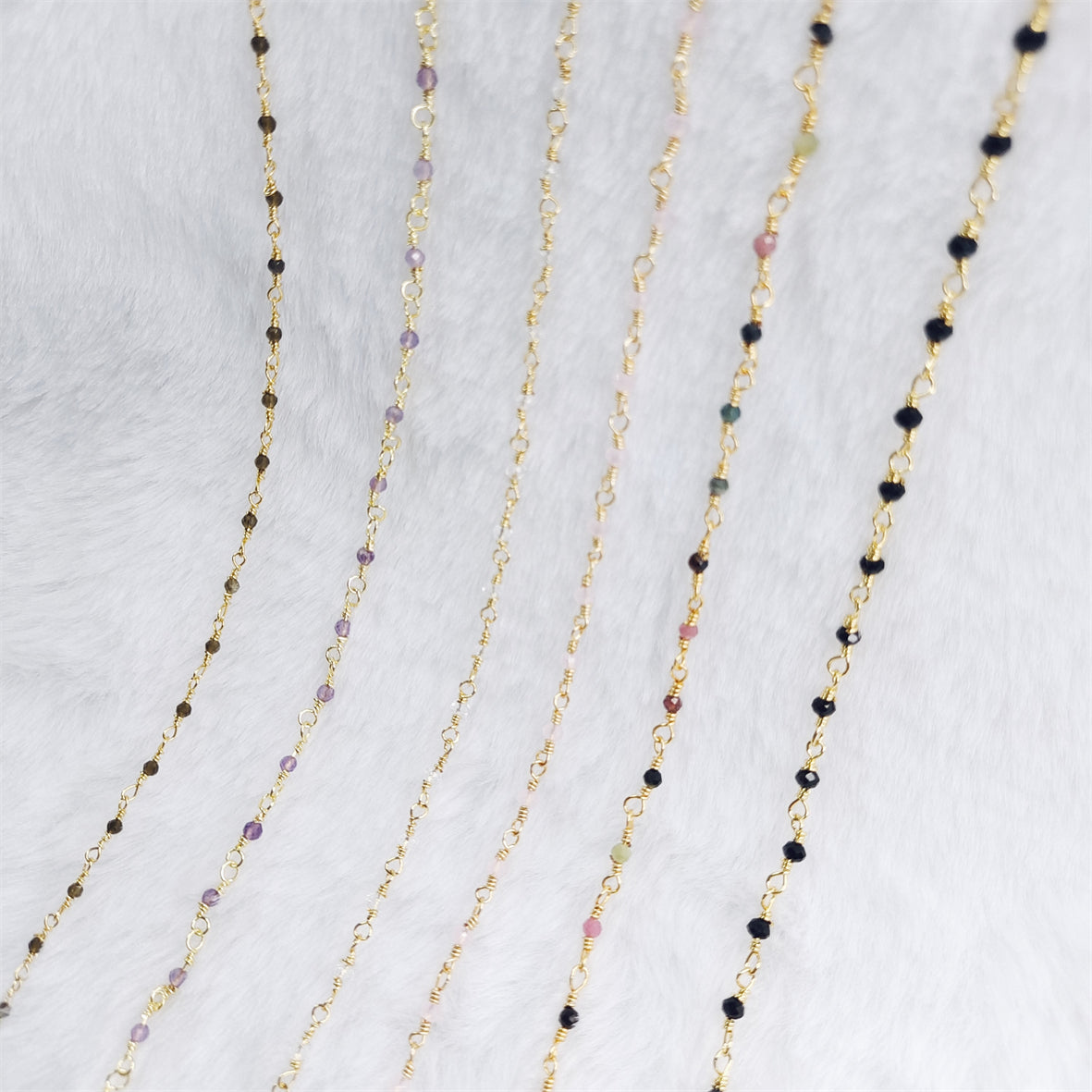 WT-BFN019 Wholesale Fashion Colorful Natural Stone Beads Rosary Chain Cute Double Hook Necklace Jewelry for Women Birthday Gift