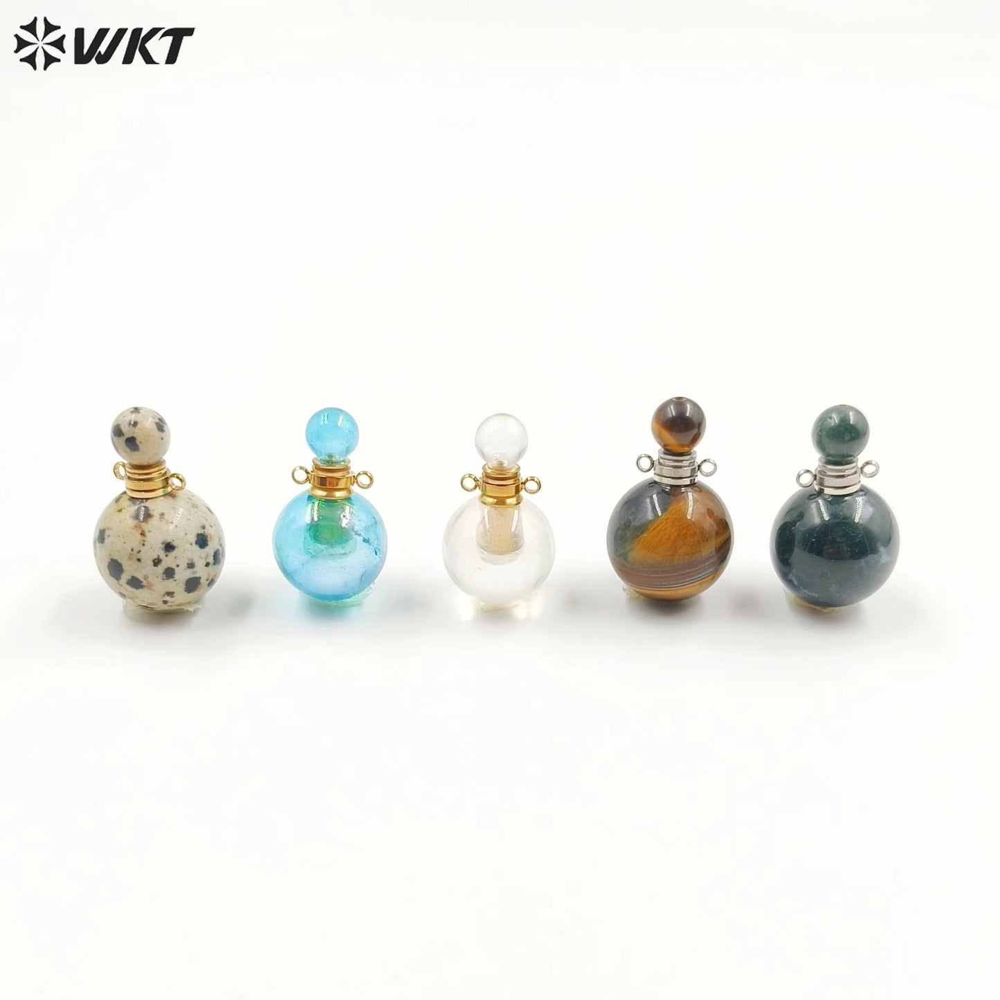 WT-P1930 Fashion Design Trendy New Precious Knife Shaped Colorful Stone Crystal Quartz Perfume Bottle Pendants