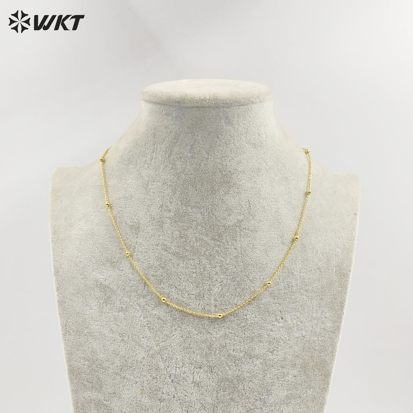 WT-N1058 New Coming Fashion Real Gold Plating Chain Necklace Beads Brass Necklace Chain