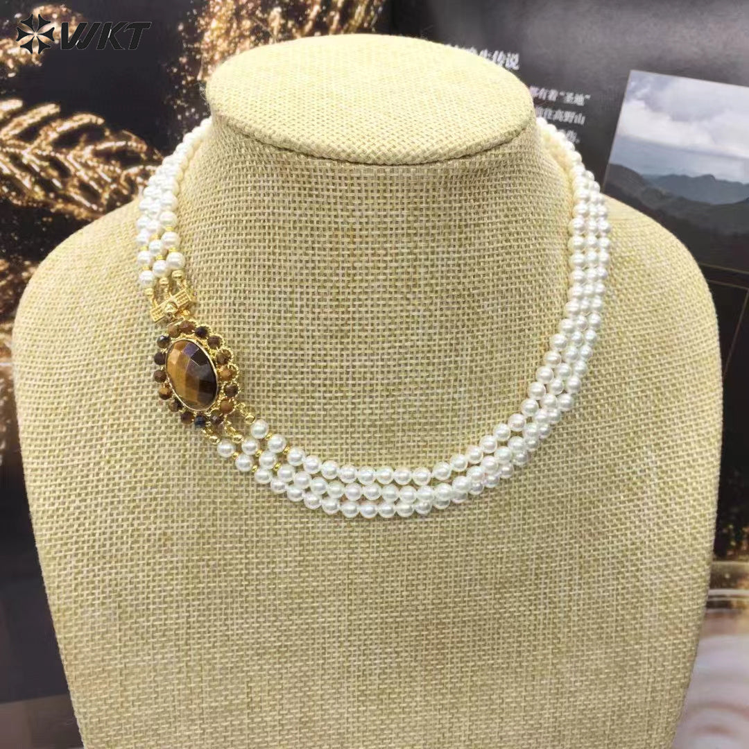 WT-JN280 Elegant Style Beautiful Design Artificial Pearl and Shell and Gemstone Muti Color Lady Necklace Jewelry Fashion
