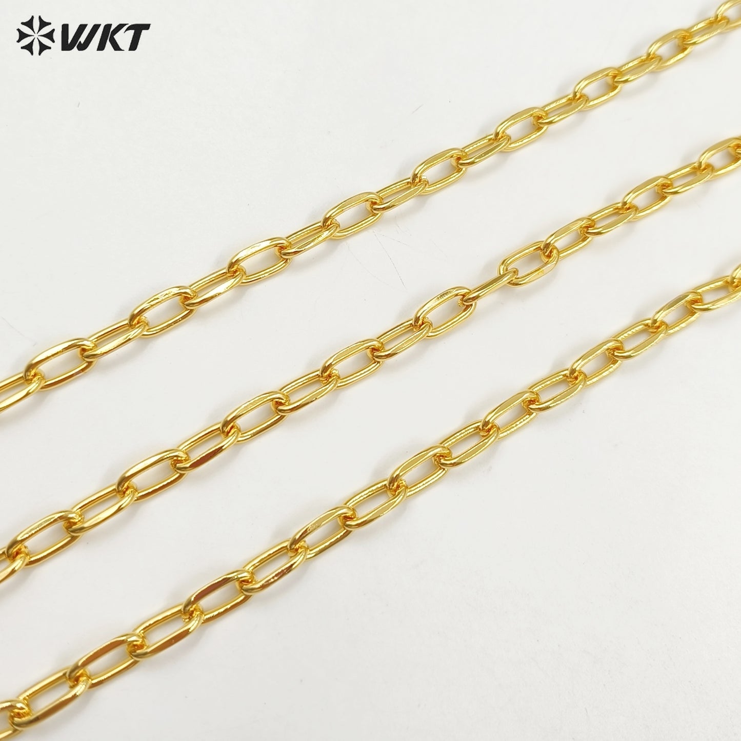 WT-BC234 New Styles 18K Real Gold Plated Paperclip Chain DIY Welded Gold Circular Cross Chain Accessories