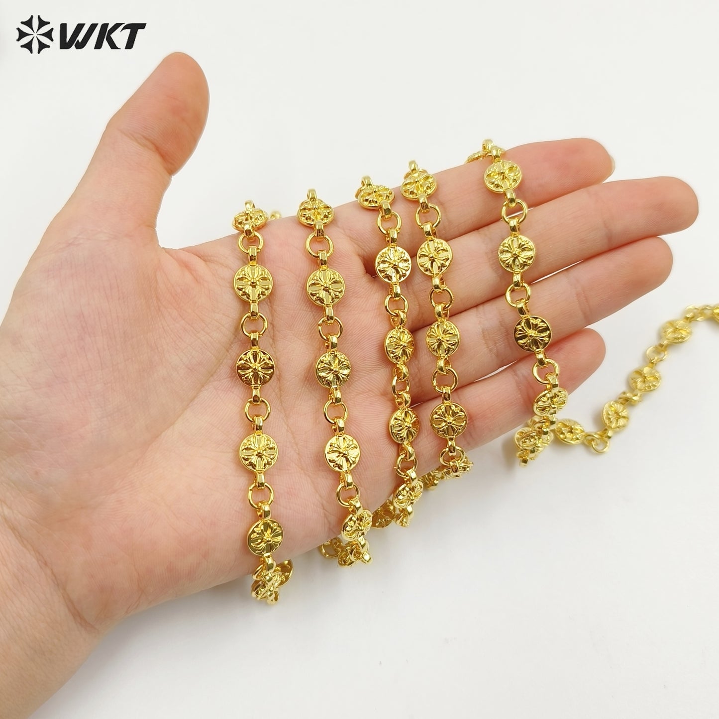 WT-BC250 Amazing Fashion Chunky Unique Handmade Connect 18k Real Gold Plated Chain Accessory for Jewelry Design