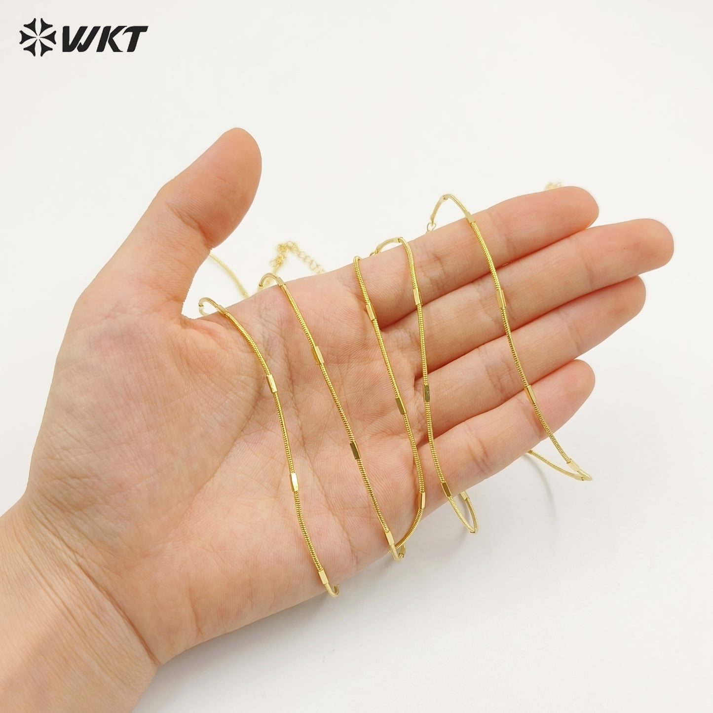 WT-JFN42 New Design Fashion 18k Real Gold Plated Brass Cube Snake Chain for Pendant Match