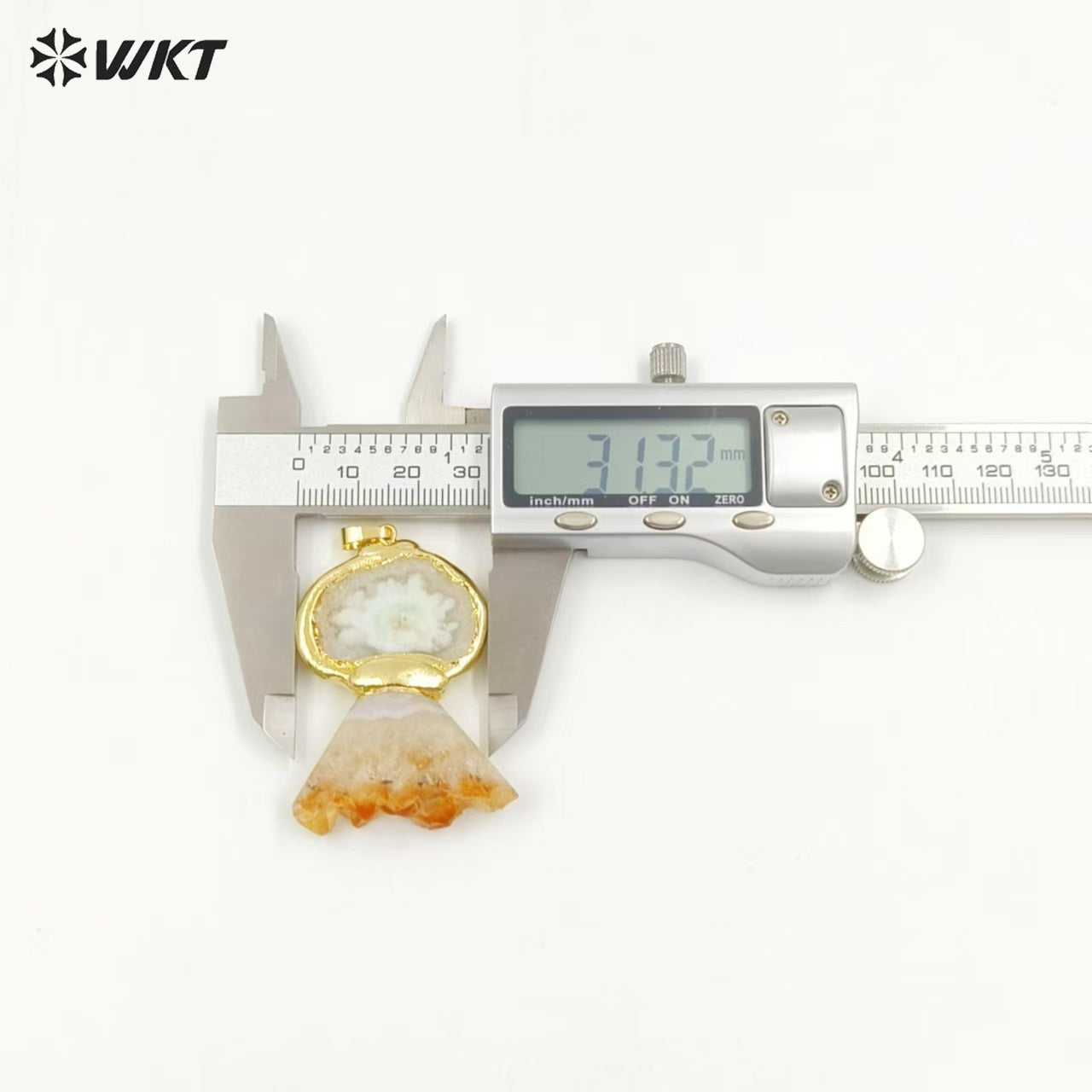 WT-P2004 Wholesale Newest Style Energy Lucky Natural Stalactite and Yellow Citrine Stone Pendants with 18k Gold Plated