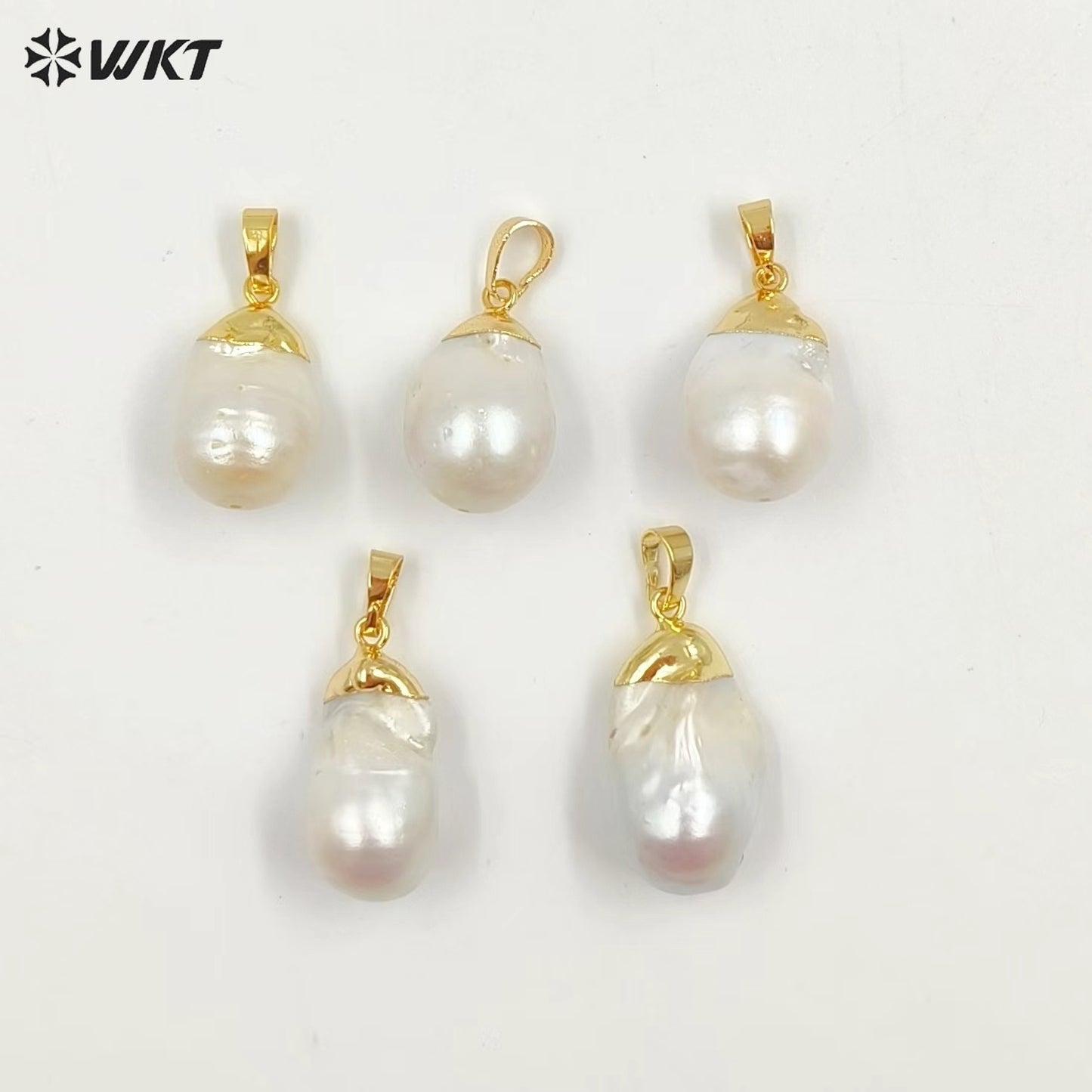 WT-P1085 Amazing Gorgeous Natural Freshwater Baroque Pearl Pendants With 18k Real Gold Plated on Top Fashion Jewelry Charms