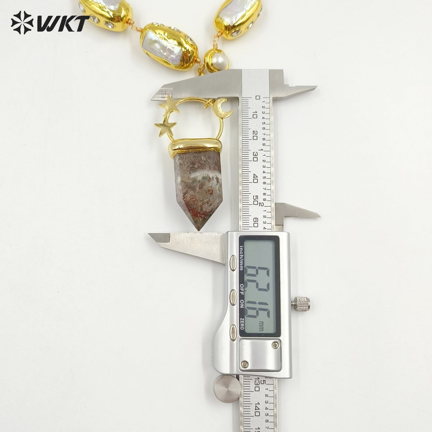 WT-JN255 Amazing WKT Unique Healing Energy Healing Quartz Stone With Real Pearl Beads Precious Pendant Necklace in 19 Inch Long