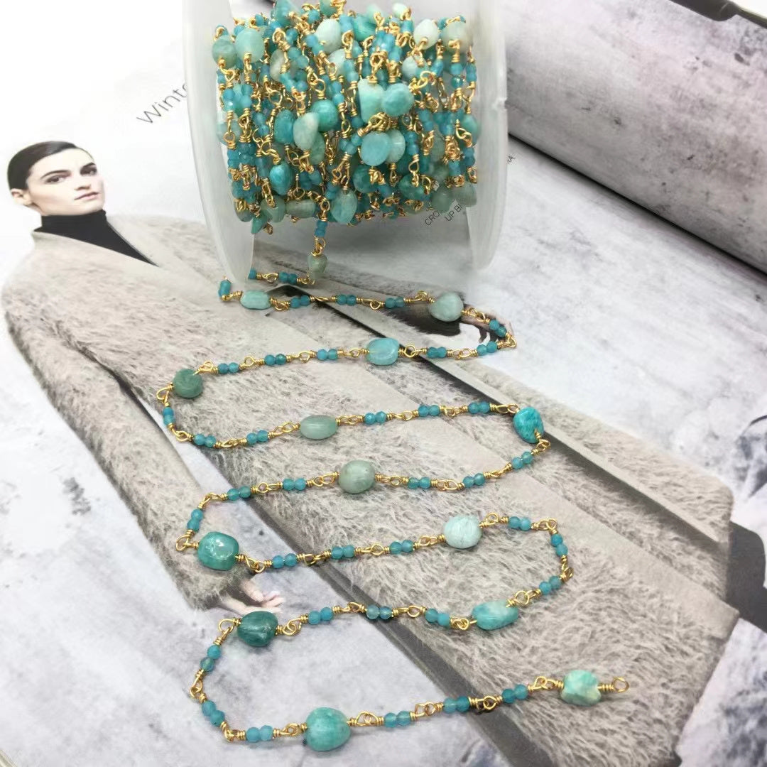WT-RBC241 Newest Hand Make Natural Strand Stone Beads Rosary Jewelry Chain for Necklace Finding DIY