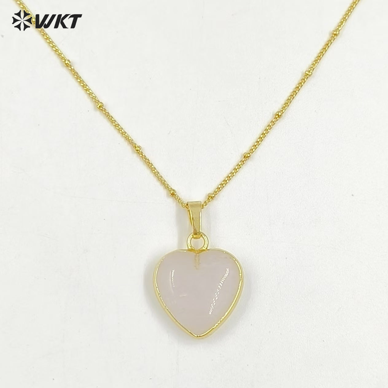 WT-N1485 Fashion Popular 18K Real Gold Plated Lovely Small Gemstone Birthday Stone Heart Charms Necklace