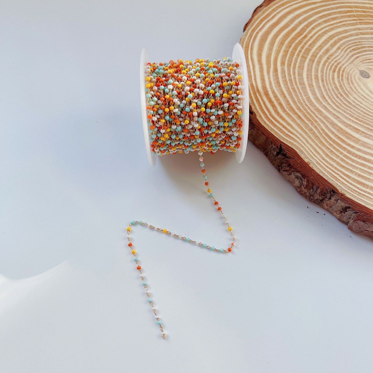 WT-RBC231 Tiny Bohemian 2mm DIY Colorful Crystal Beads Chain for Bohemian Series Jewelry or Bracelet Sunglass Findings