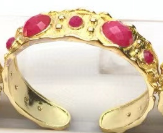 WT-B663 Delicate 18K Real Gold Plated Multi Natural Precious Stones in Bezel Setting Women Birthday Gift Gemstone Bangle