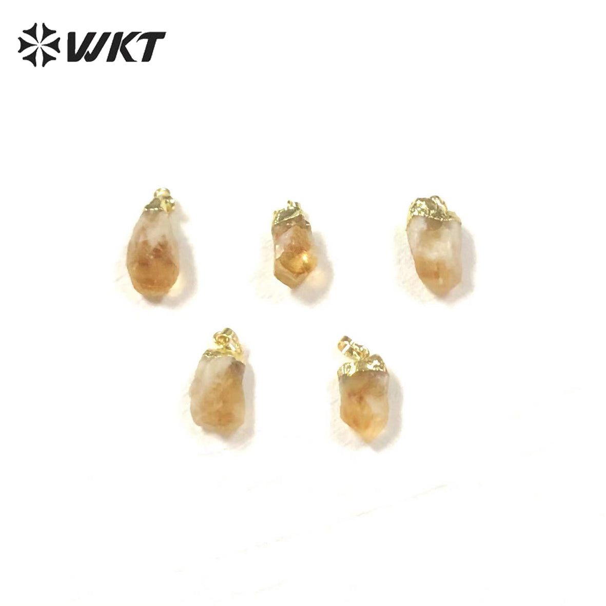 WT-P1757 Small Cute Yellow Citrine Pendant With 18k Real Gold Plated Ladies Gift Pendant Natural Crystal Pendant