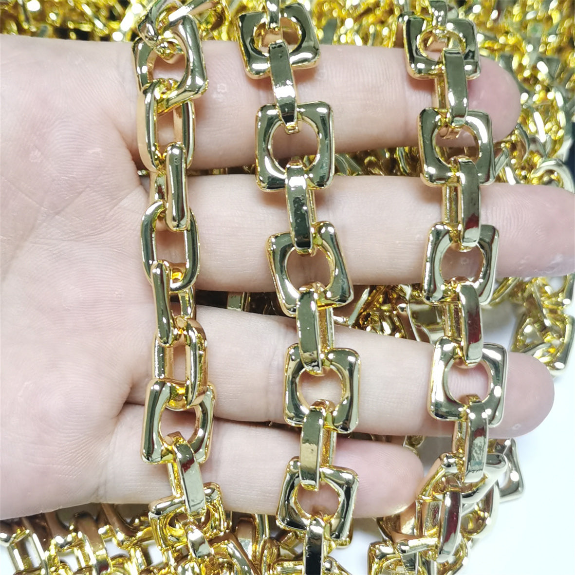 WT-BC173 Fashion Punk 18k Real Gold Plated Square Brass Chain for Women Chains for Bracelet DIY Chokers Vintage Wholesale