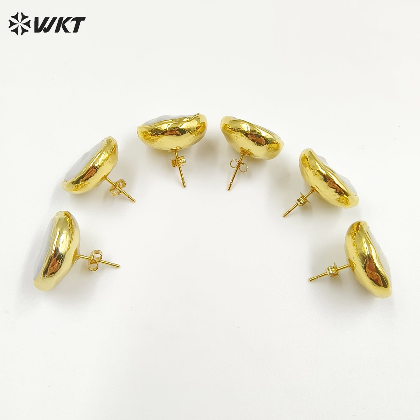 WT-MPE105 Latest Style Regular Freshwater Pearl Natural 18k Gold Plated Gift for Women Weeding 18mm Romantic Pendant Earrings