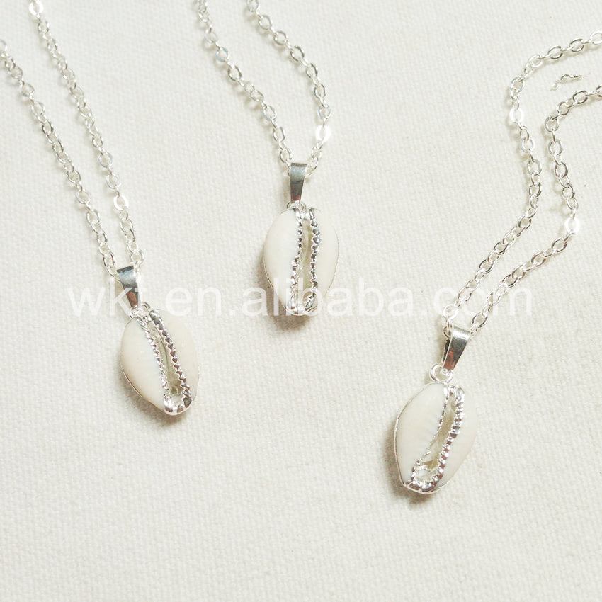 WT-N493 Wholesale Natural Cowrie Shell With Gold Dipped Pendant Necklace,Fashion Charm Cowrie Shell Necklace for Women