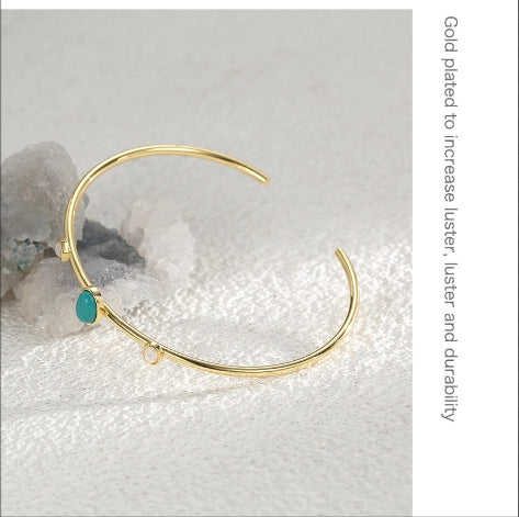 WT-B703 Trendy Modern Style Gold Plated Natural Turquoise And Opal Stone Women Cuff Bangles As Ladies Elegant Jewelry Gift