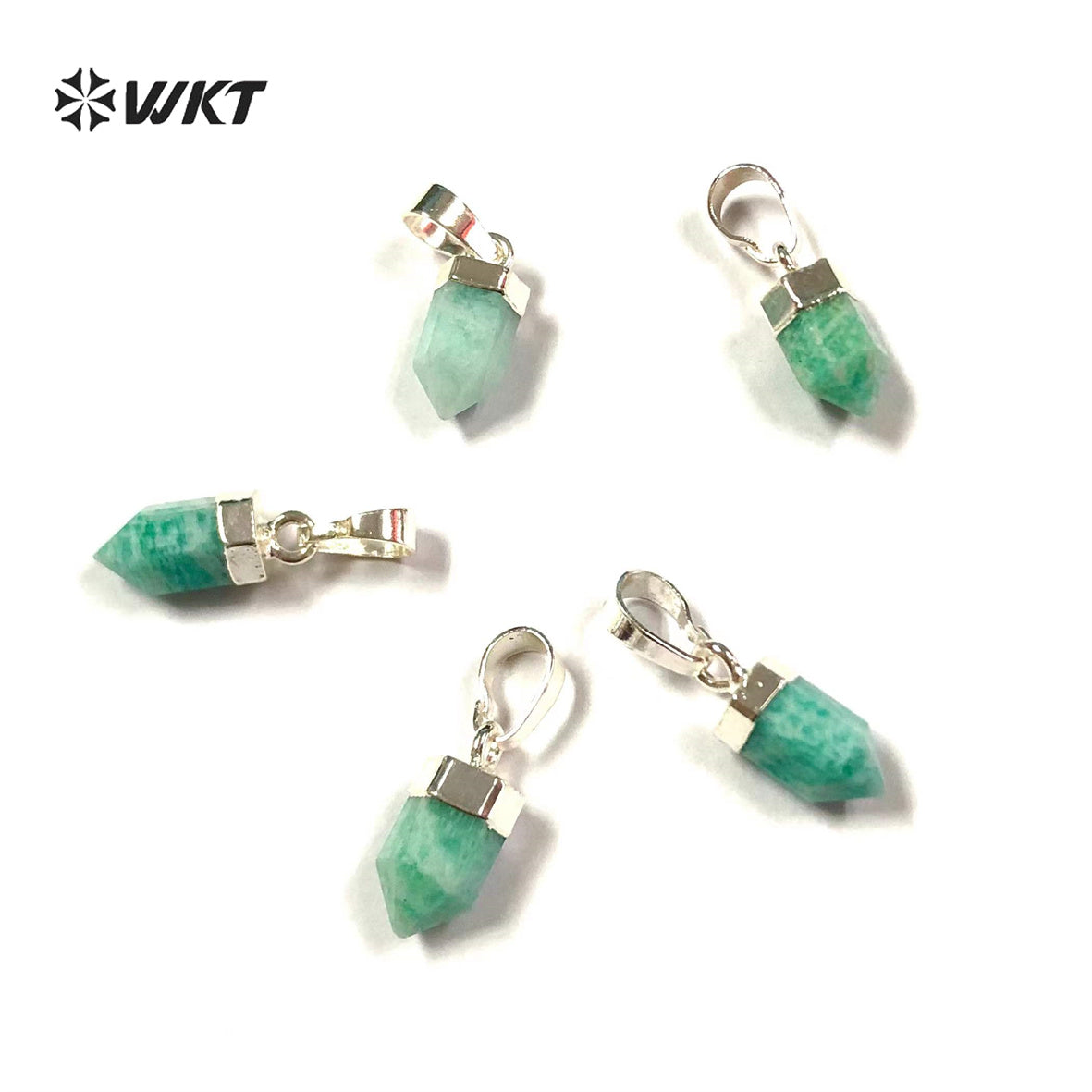 WT-P1751 Fashion Elegant Cute Hexagonal Column Natural Amazonite Pendants Jewelry Accessories DIY for Necklace Women Gift