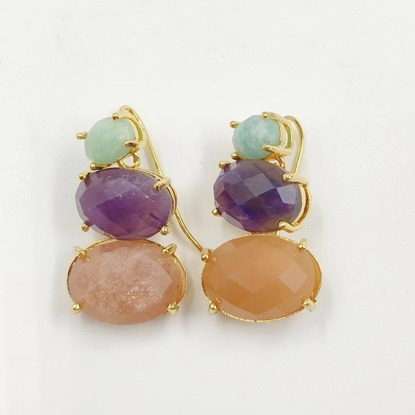 WT-E736 Amazing Colorful Elegant Natural Gemstone Long Charming in Drop Earrings Women Pendant Earrings