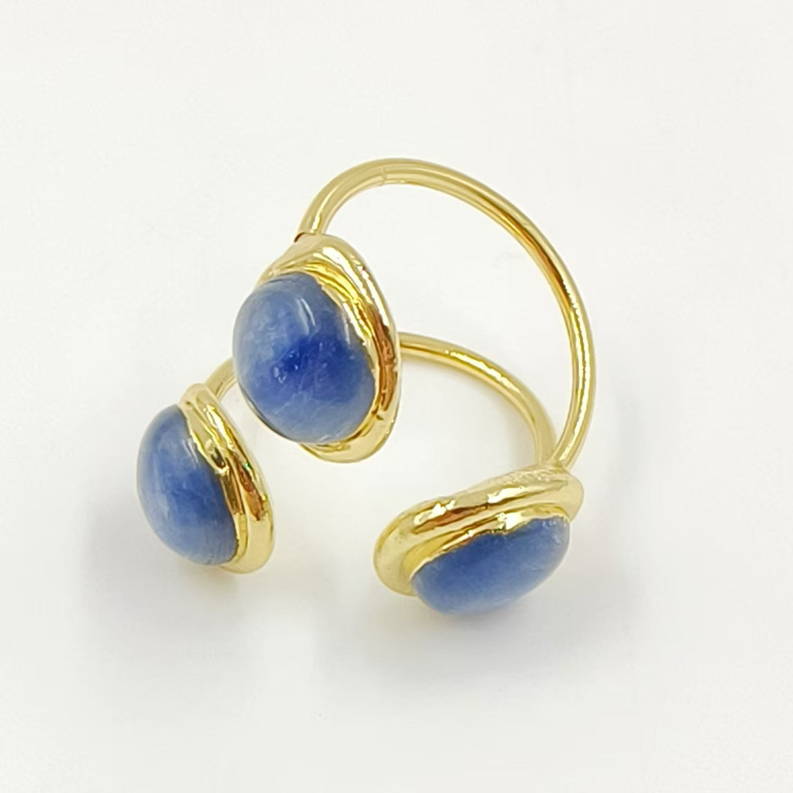 WT-R561 Beautiful Stylish 18K Gold Plated Round Opening Adjustable Natural Gemstone Cocktail Ring for Women Attending Party