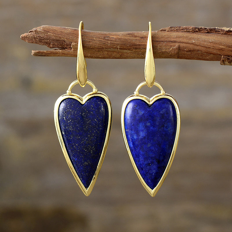 WT-E784 Lovely Design Gold Plated Earrings With Natural Rose Quartz Stone Heart Shape Fashion Ladies Jewelry Wholesale