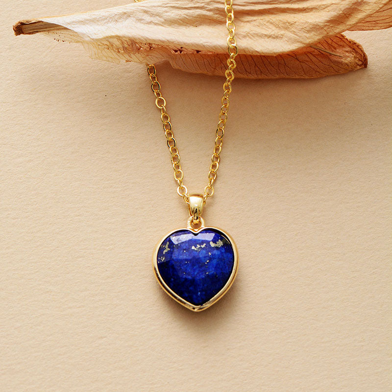 WT-N1486 Exquisite Gemstones Women Jewelry Heart Shape Amethyst Stone Necklace Gold Plated 18 Inches Chain Resist Tarnishable