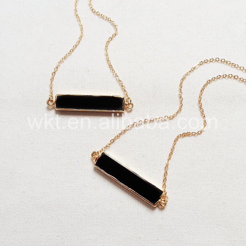 WT-N719 WKT Wholesale Fashion Style Rectangle Shape Necklace Generous Black Agate Necklace