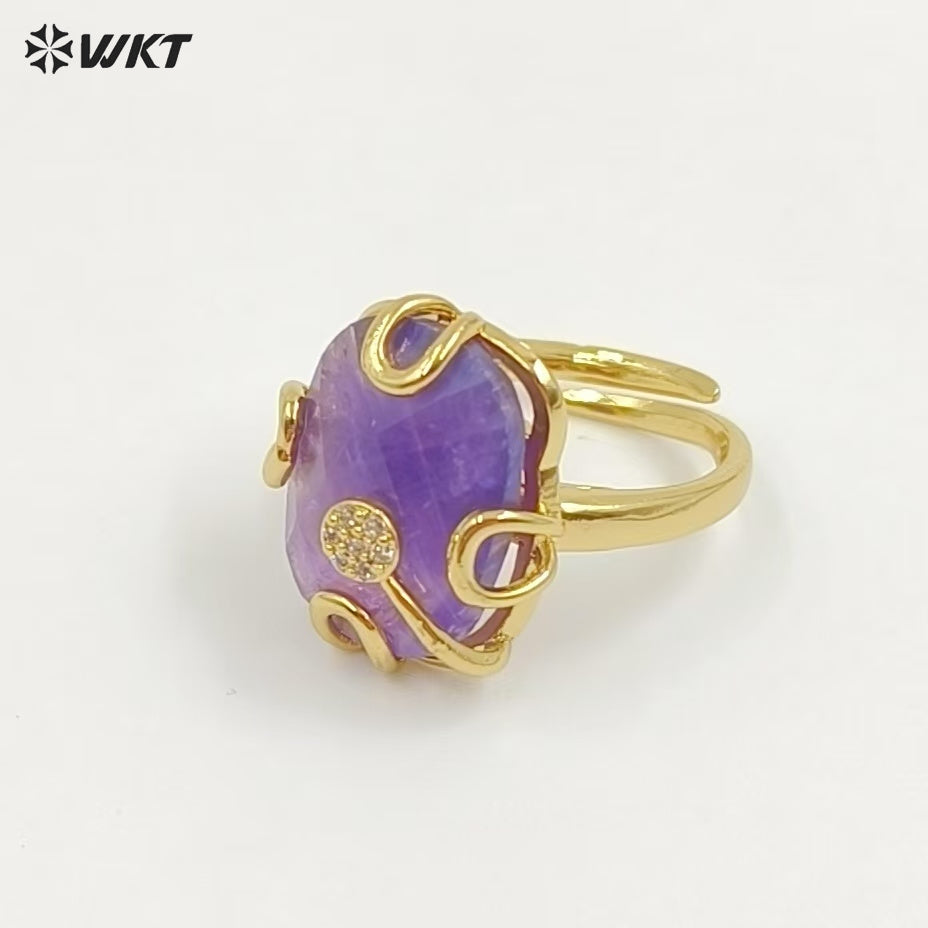 WT-MPR070 Gorgeous Trendy Fashion Natural Freshwater Pearl and Zircon Ring18k Gold Plating for Women Lucky Unique Design Ring