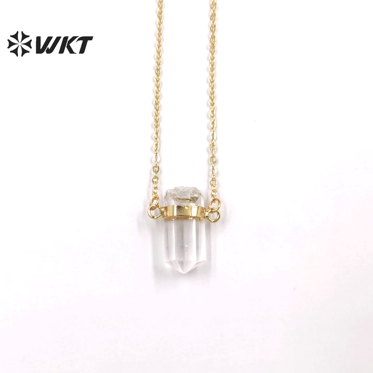 WT-N1378 Echanting Crystal Clear Pendant Elegant with 18k Gold Plated Necklace As Women Jewelry Gift Natural Crystal Necklace