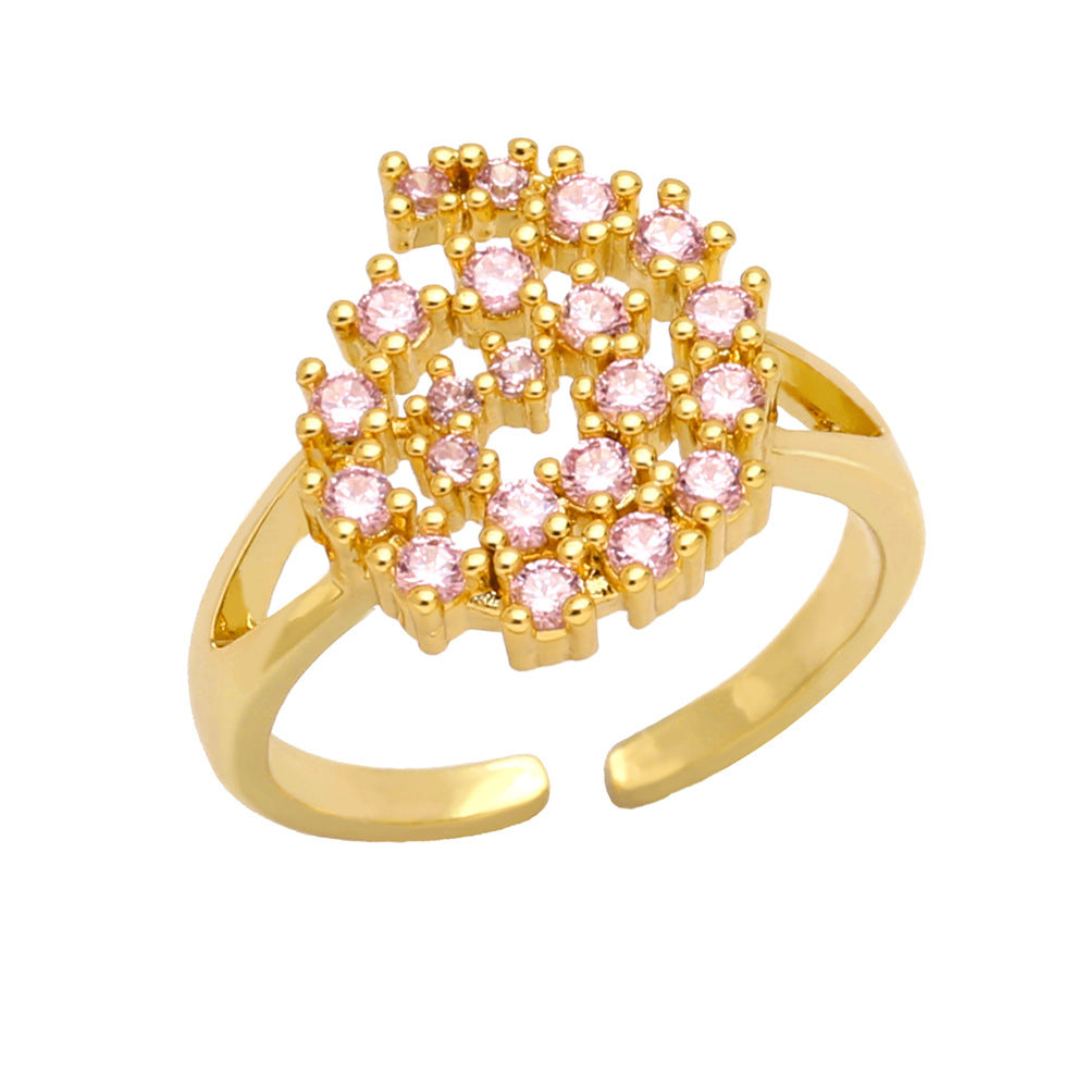 WKT-MVR046 High Quality Zircon Ring Women's Design Feels Small and Simple Cross Border European Opening Ring